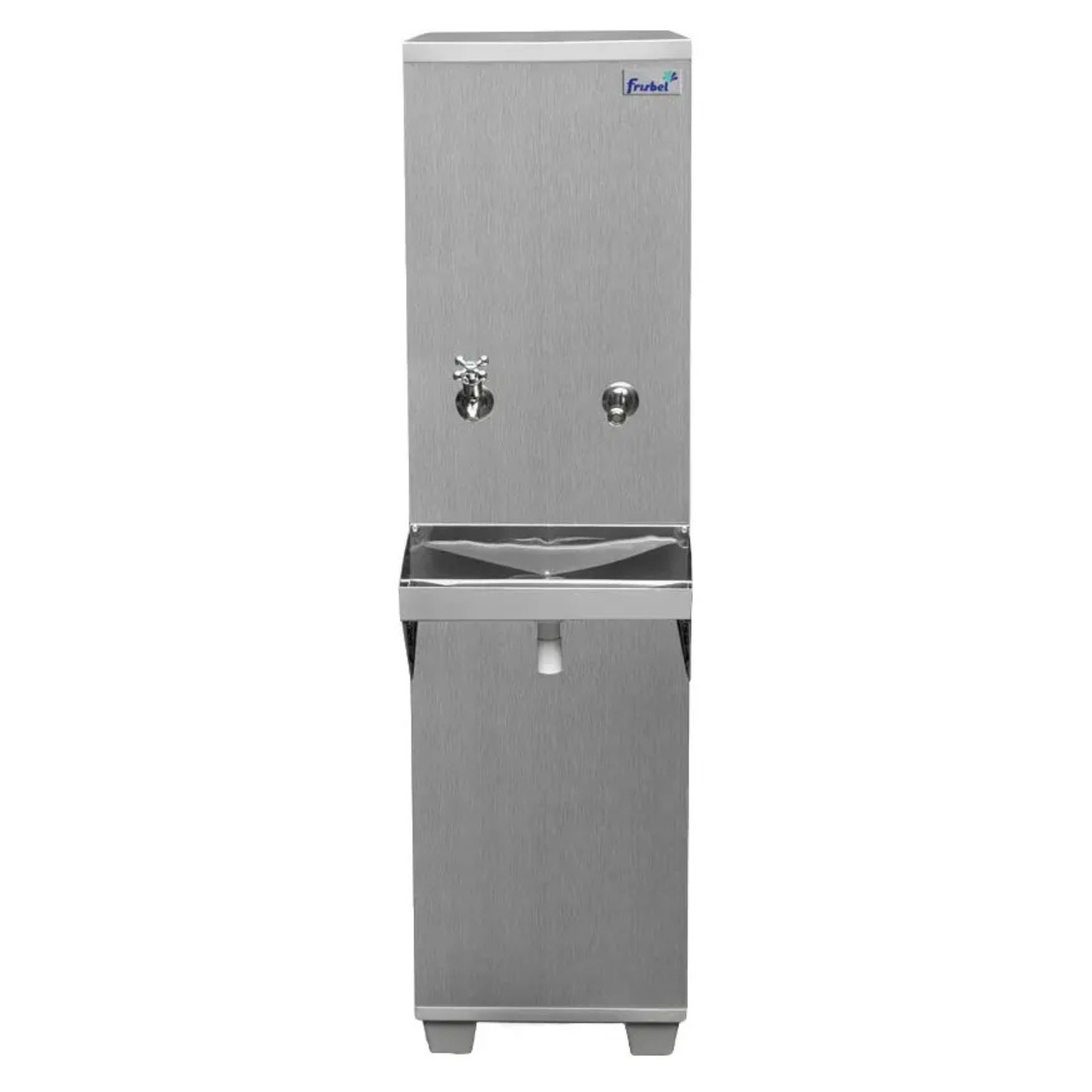 Bebedouro de Água Industrial Frisbel 25 Litros Coluna Aço Inox 2 Torneiras