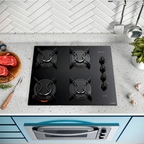 Cooktop 4 Bocas a Gás Atlas UTop Mesa de Vidro Mega Chama Preto