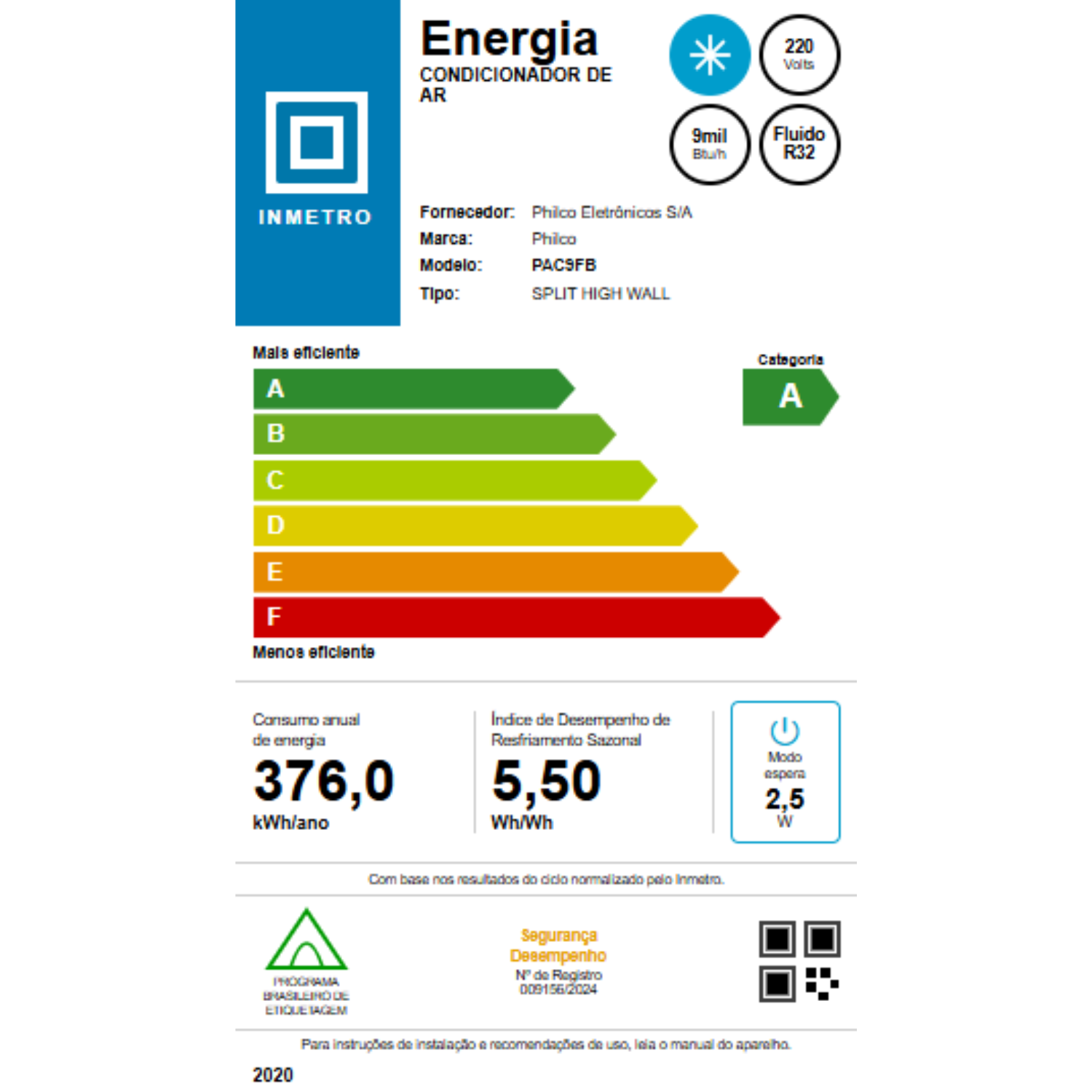 Ar Condicionado Eco Inverter 18000 BTU Frio Philco  PAC18FB 220V