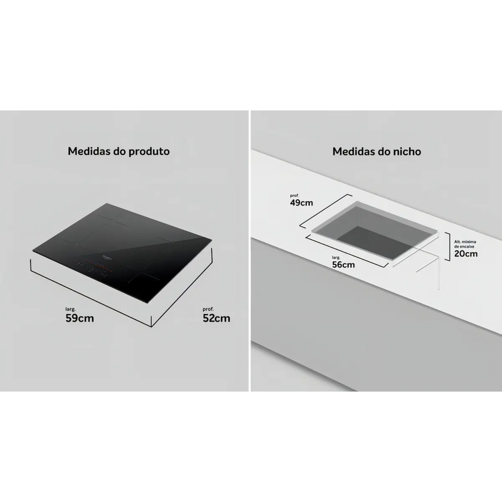 Cooktop de Indução Dako Supreme 4 Zonas Slide Control 7000W Preto - 220V