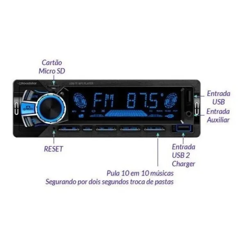 Auto Rádio Automotivo Roadstar Rs2751br Bt