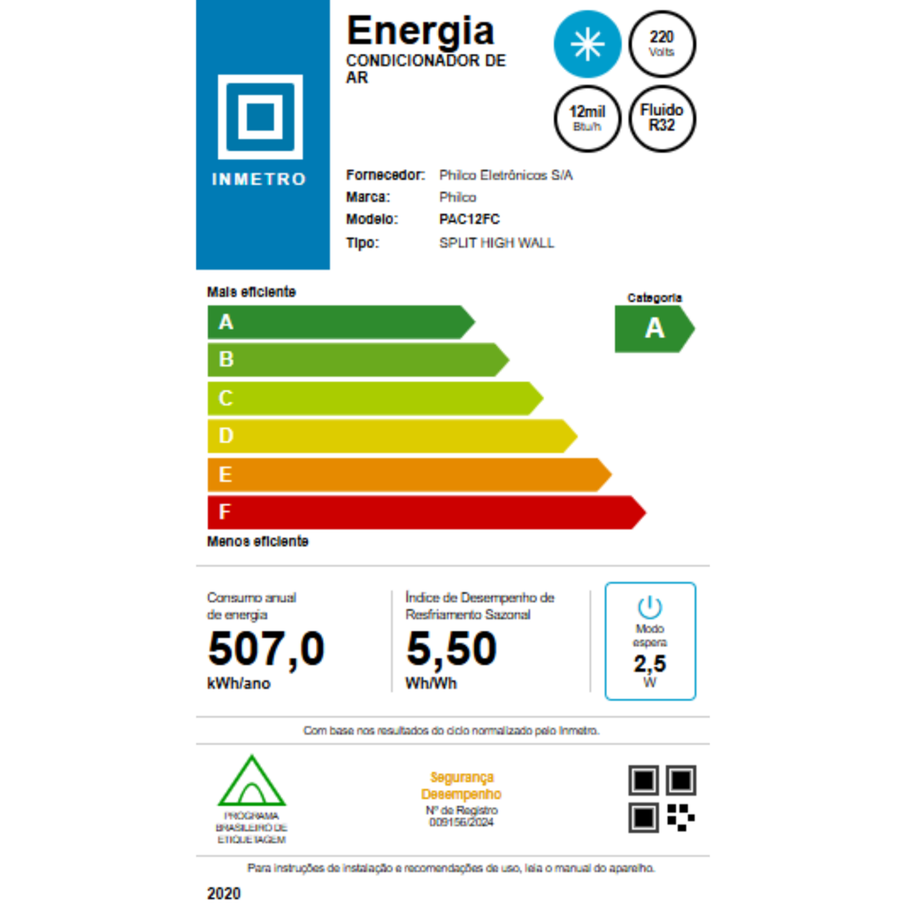 Ar Condicionado Eco Inverter 12000 Btu Frio Philco PAC12FC 220v