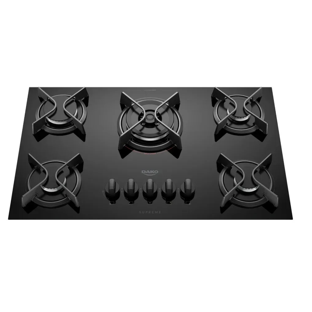 Cooktop 5 Bocas a Gás Dako Supreme Tripla Chama Ferro Fundido Preto