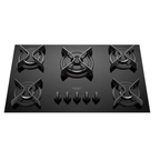 Cooktop 5 Bocas a Gás Dako Supreme Tripla Chama Ferro Fundido Preto