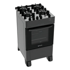 Fogão de Piso 4 Bocas Atlas Mônaco Top Glass Mesa de Vidro Forno 48L Preto