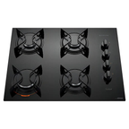 Cooktop 4 Bocas a Gás Atlas UTop Mesa de Vidro Mega Chama Preto