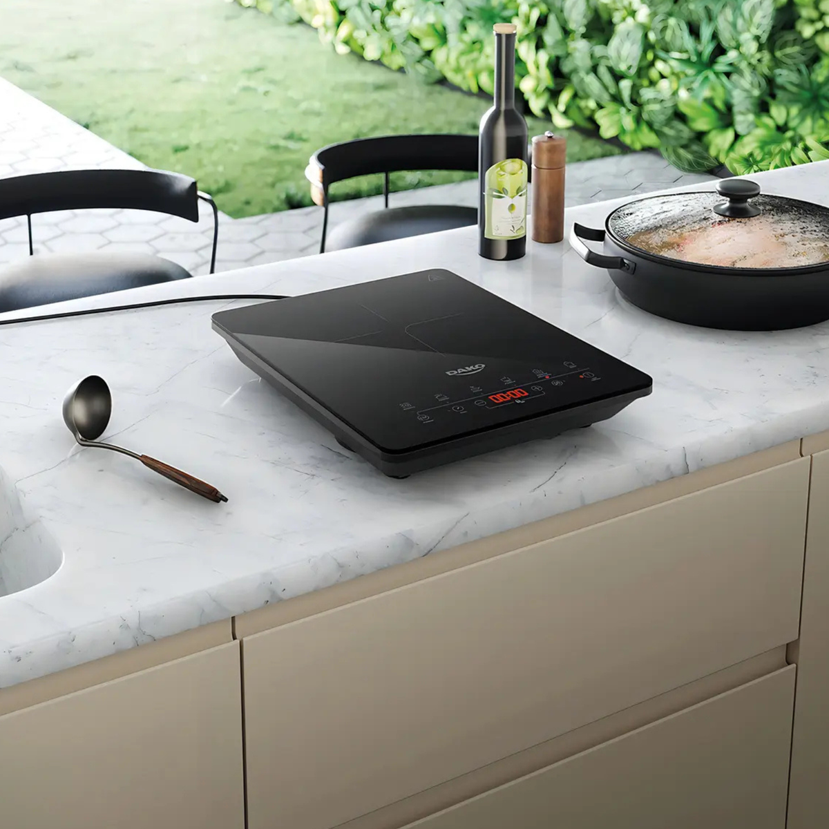 Cooktop de Indução Portátil Dako 1 Zona 1500W Painel Touch Preto - 127V