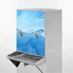 Bebedouro de Água Industrial Frisbel 50 Litros Coluna Aço Inox 2 Torneiras