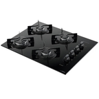 Cooktop 4 Bocas a Gás Atlas UTop Mesa de Vidro Mega Chama Preto