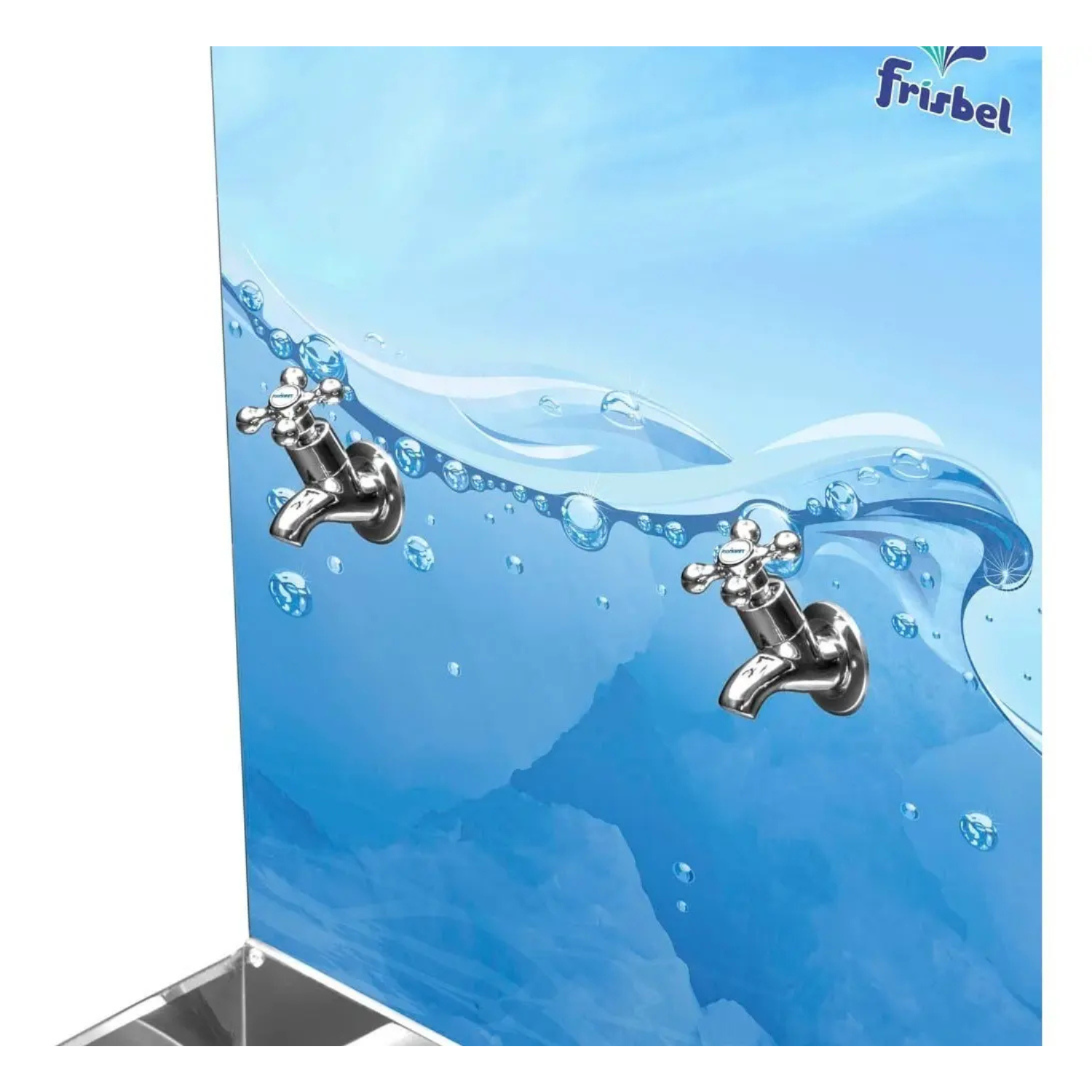 Bebedouro de Água Industrial Frisbel 50 Litros Coluna Aço Inox 2 Torneiras