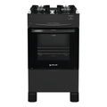 Fogão de Piso 4 Bocas Atlas Mônaco Top Glass Mesa de Vidro Forno 48L Preto